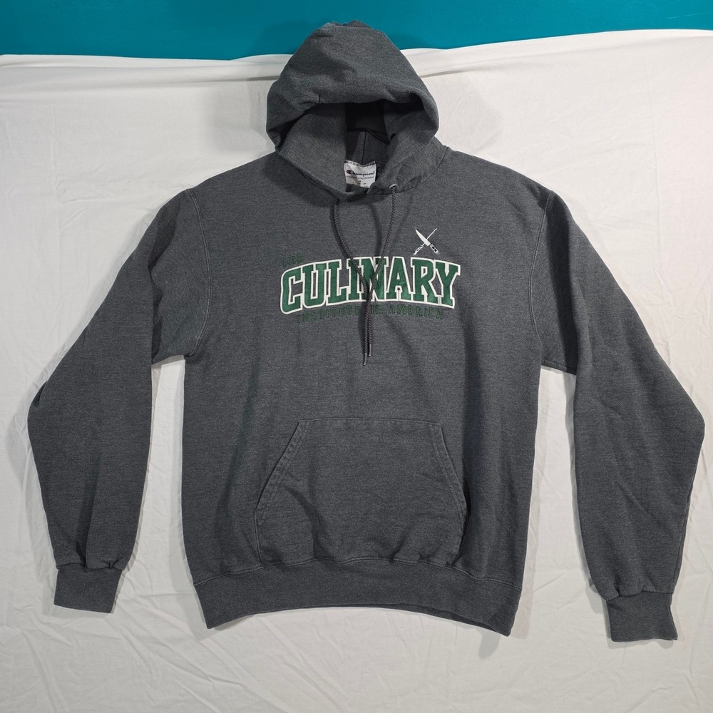 Champion Culinary Institute of America Hoodie Medium Gray Cotton Collegiate
